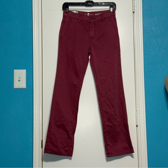 7 For All Mankind Standard Straight Leg Red Jeans Big Boys 10 women’s 25 NWT - Picture 11 of 15